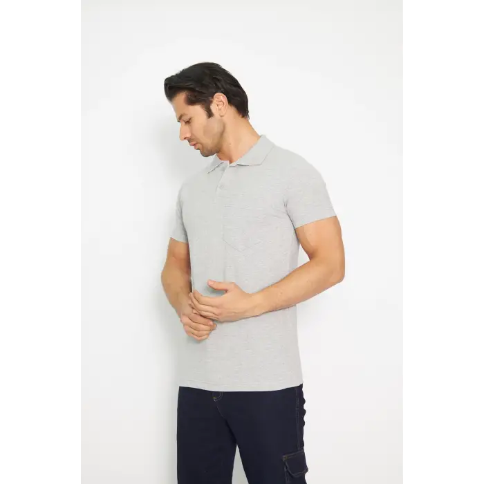 Mervem Pike T-Shirt Polo Yaka Gri