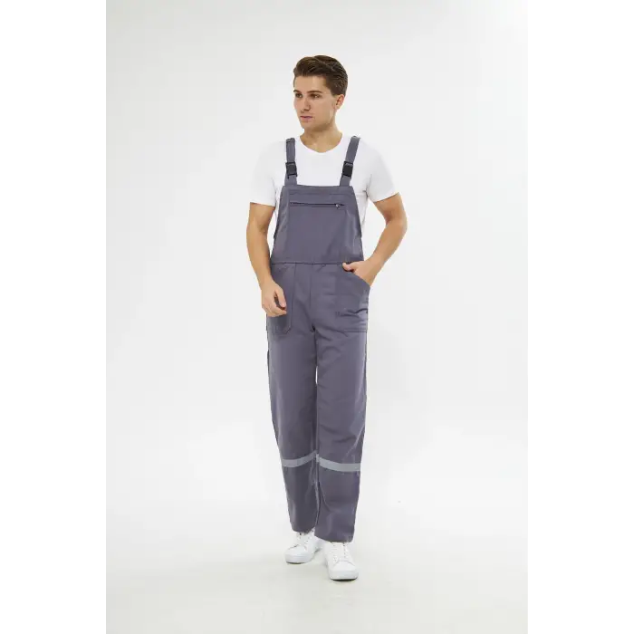 Orange Safety Bahçıvan İş Tulumu Reflektörlü %100 Pamuk Gri