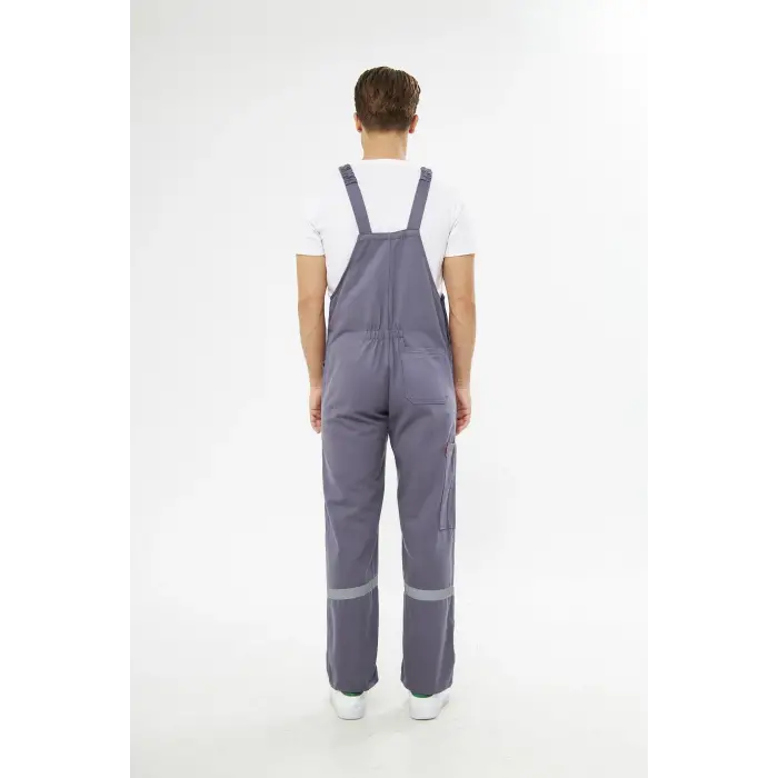 Orange Safety Bahçıvan İş Tulumu Reflektörlü %100 Pamuk Gri