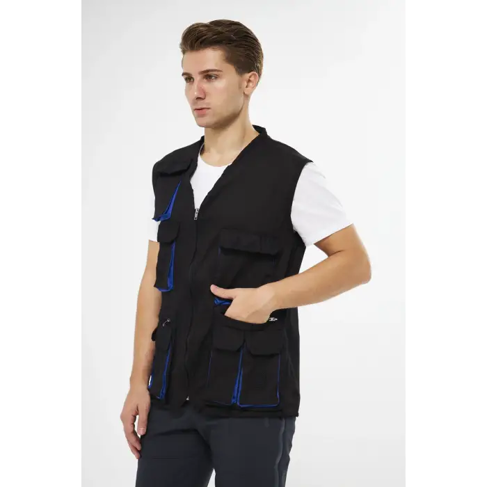 Orange Safety Çok Cepli Lacivert Yelek