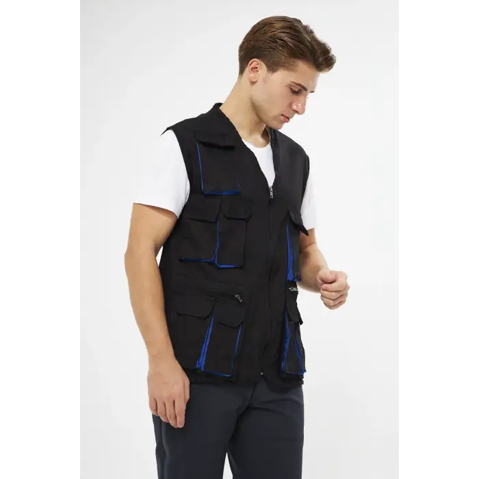 Orange Safety Çok Cepli Lacivert Yelek