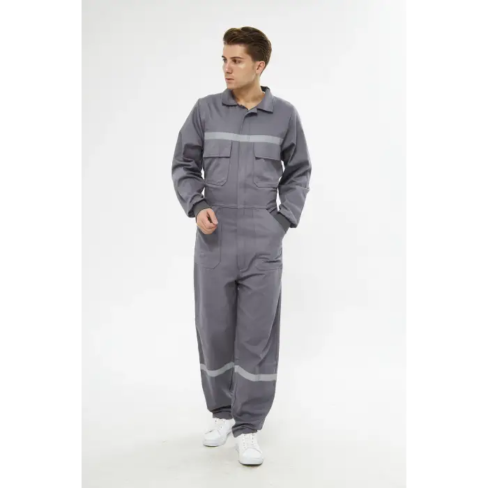 Orange Safety Gri Bütün  İş Tulumu 12/16 Gabardin