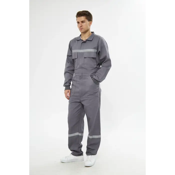 Orange Safety Gri Bütün  İş Tulumu 12/16 Gabardin