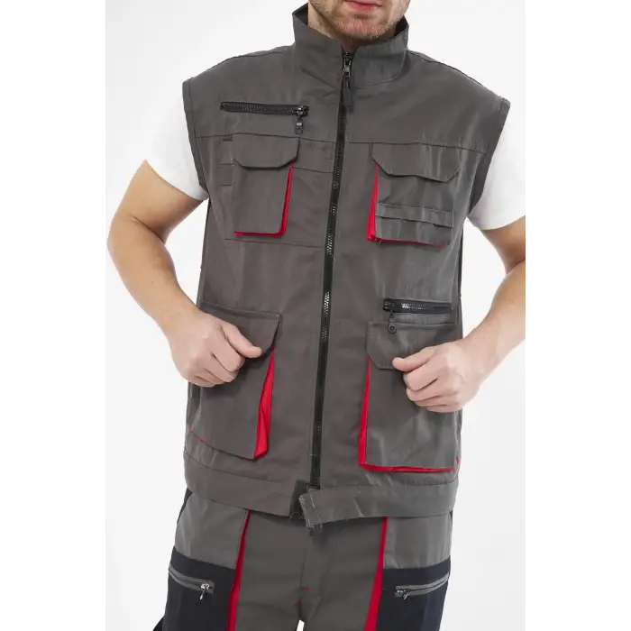 Orange Safety Harman Karışımı Gri Çok Cepli Yelek