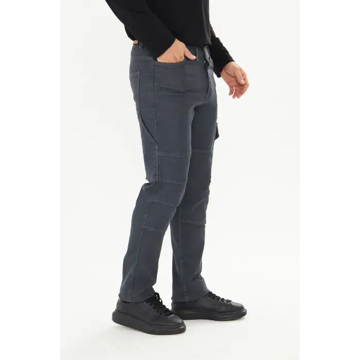 Orange Safety İş Pantolonu Kot Füme Kargo Cepli