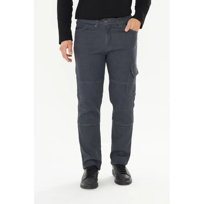 Orange Safety İş Pantolonu Kot Füme Kargo Cepli