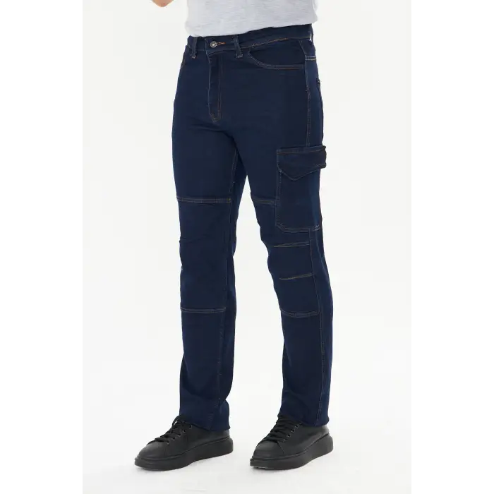 Orange Safety İş Pantolonu Kot Mavi Kargo Cepli