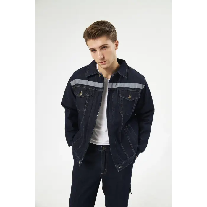 Orange Safety Kot Mont Taşlanmış %100 Pamuk Kapitoneli Reflektörlü