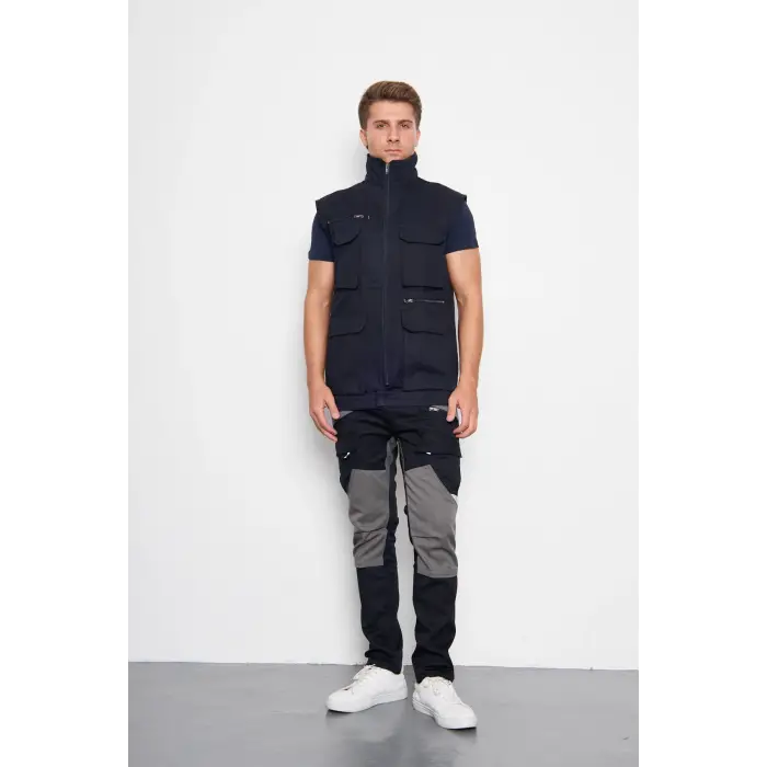 Orange Safety Lacivert Takım Mısır Harman Karışımı Yelek + Pantolon