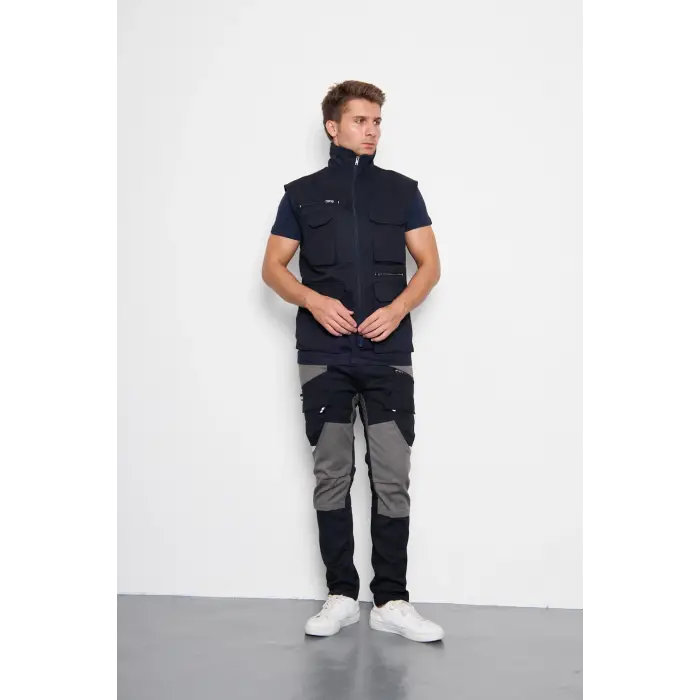 Orange Safety Lacivert Takım Mısır Harman Karışımı Yelek + Pantolon