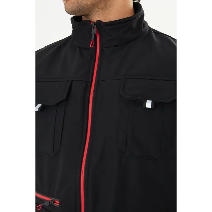 Orange Safety Softshell Siyah Yelek