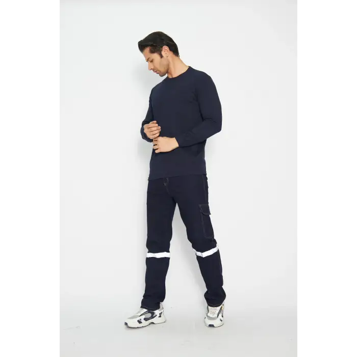 Sweat T-shırt Bisiklet Yaka Kışlık Uzun Kol Lacivert