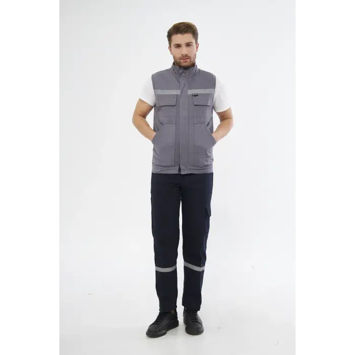 Yelek 7/7 Gabardin %100 Pamuk Kapitoneli Reflektörlü