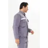 Orange Safety Mont 7/7 Gabardin %100 Pamuk Reflektörlü Kapitoneli Kışlık Gri
