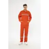Orange Safety Bütün İş Tulumu Turuncu 16/12 Gabardin %100 Pamuk Reflektörlü