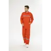 Orange Safety Bütün İş Tulumu Turuncu 16/12 Gabardin %100 Pamuk Reflektörlü