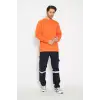 Orange Safety Sweat T-shırt Bisiklet Yaka Kışlık Uzun Kol Turuncu