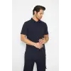 T-shirt Polo Yaka Kısakol %100 Pamuk Cepli Lacivert