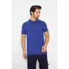 T-shirt Polo Yaka Kısakol %100 Pamuk Cepli Sax Mavi