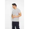 T-shirt V Yaka Kısakol %100 Pamuk Cepli Gri