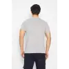 T-shirt V Yaka Kısakol %100 Pamuk Cepli Gri