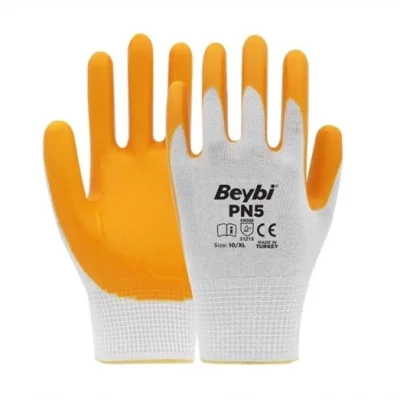 Beybi Eldiven Pn5 Nitril Sarı Beyaz Iş Eldiveni