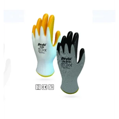 ​​​​​​​​​Beybi PN810 Kalın Örgü Astarlı Nitril İş Eldiveni - Sarı/Siyah