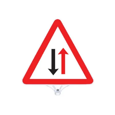 Dikkat İki Yönlü Trafik Tabelası Çift Taraflı