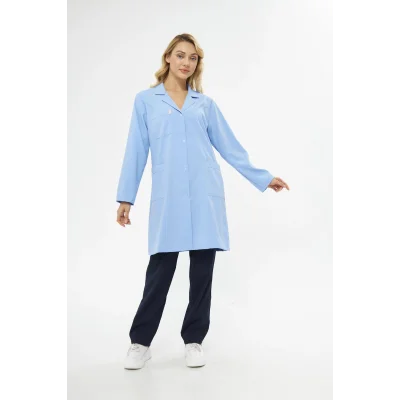 Mervem Bayan Açık Mavi İş Önlüğü Alpaka