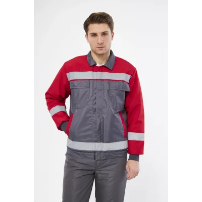 Mervem Kırmızı Robalı Gri Soğuk Hava Montu Su Ve Rüzgar Geçirmez