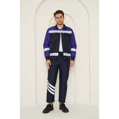 Mervem Saks Mavi Robalı Lacivert Soğuk Hava Mont Pantolon Takımı Su Ve Rüzgar İticili