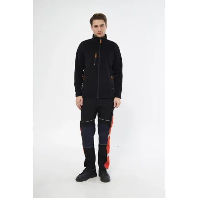 Mervem Siyah Tam Fermuarlı 3 Cepli Polar