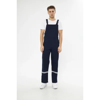 Orange Safety Bahçıvan İş Tulumu Reflektörlü %100 Pamuk Lacivert