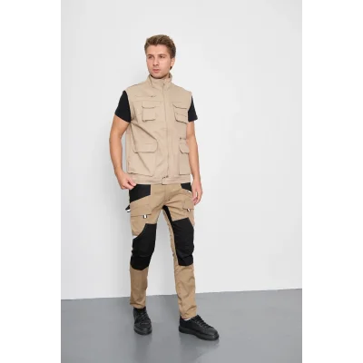 Orange Safety Bej Paris Harman Karışımı Yelek + Pantolon