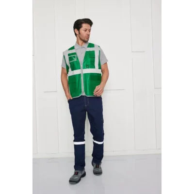 Orange Safety Koyu Yeşil Mühendis Tipi İkaz Yeleği