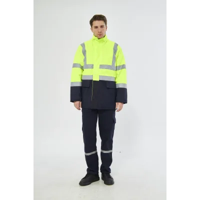 Orange Safety Parka Oxford Reflektörlü Yeşil