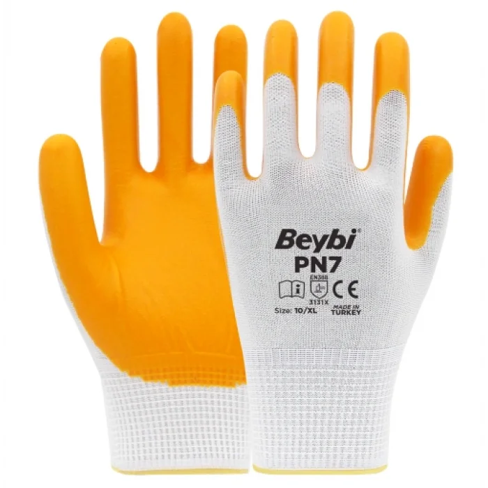 Beybi Pn7 Polyester Örme Nitril İş Eldiven 12 ÇİFT