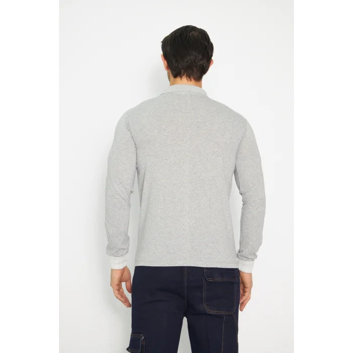 Orange Safety T-shırt Polo Yaka Lakos Uzun Kol Gri