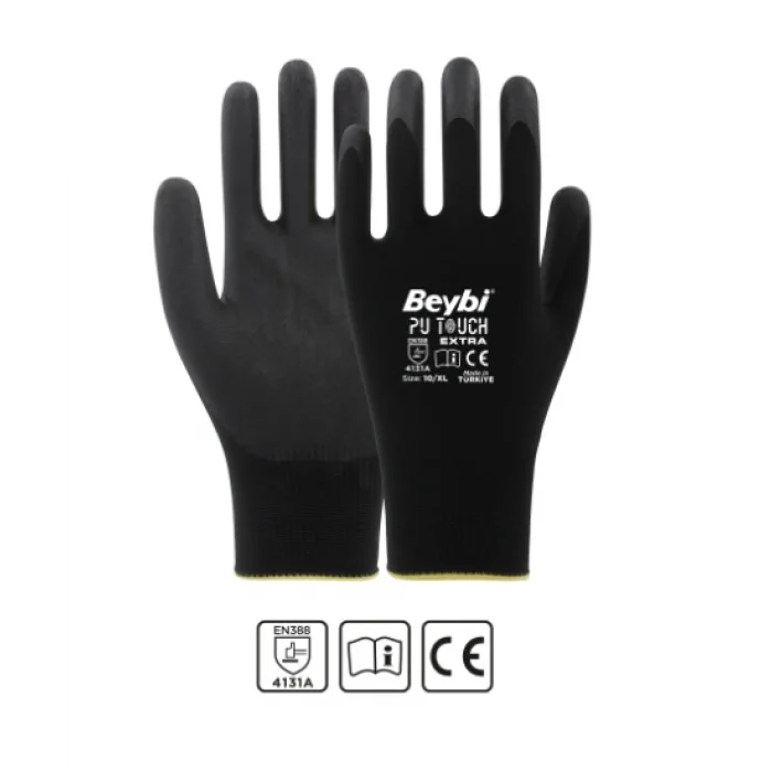 Beybi Pu Touch Ekstra Poliüretan Kaplı Polyester Örme Eldiven