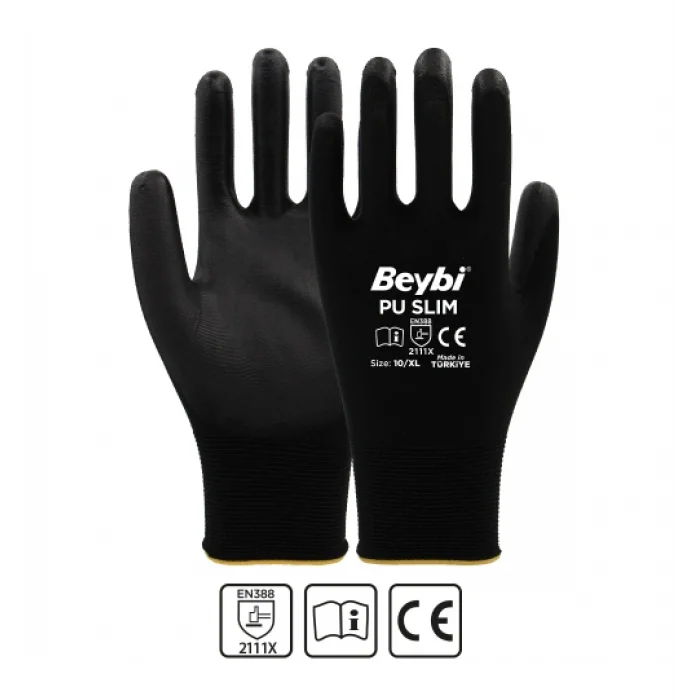 Beybi PU SLIM Poliüretan Kaplı Polyester Örme Eldiven