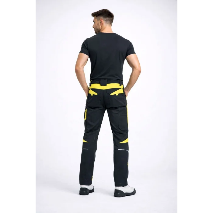 NeoFlex Siyah-Sarı Çok Cepli Teknik İş Pantolonu