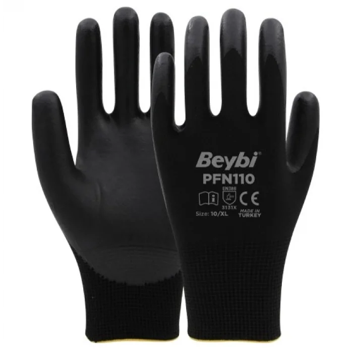 Beybi PFN110 Polyester Örgü Üzeri ½ Köpük Nitril Kaplı Eldiven