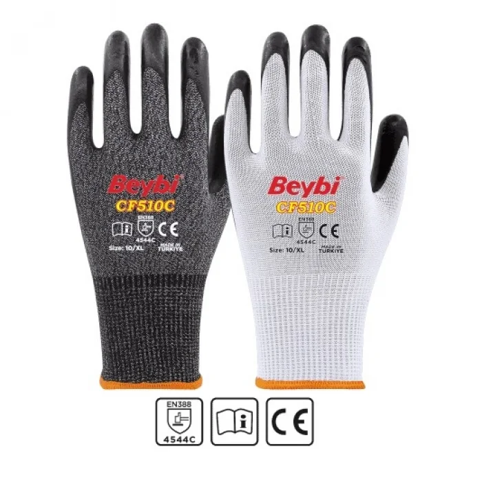 Beybi CN510C Nitril Kaplı Kesilmeye Dirençli Eldiven