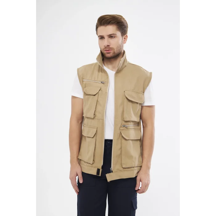 Çok Cepli Bej Yelek