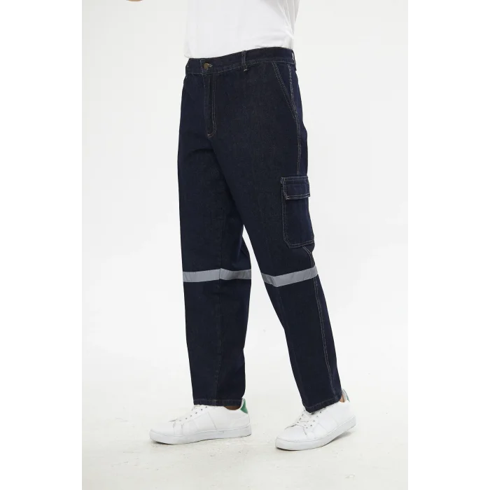 İş Pantolonu Kot Reflektörlü Kargo Cepli