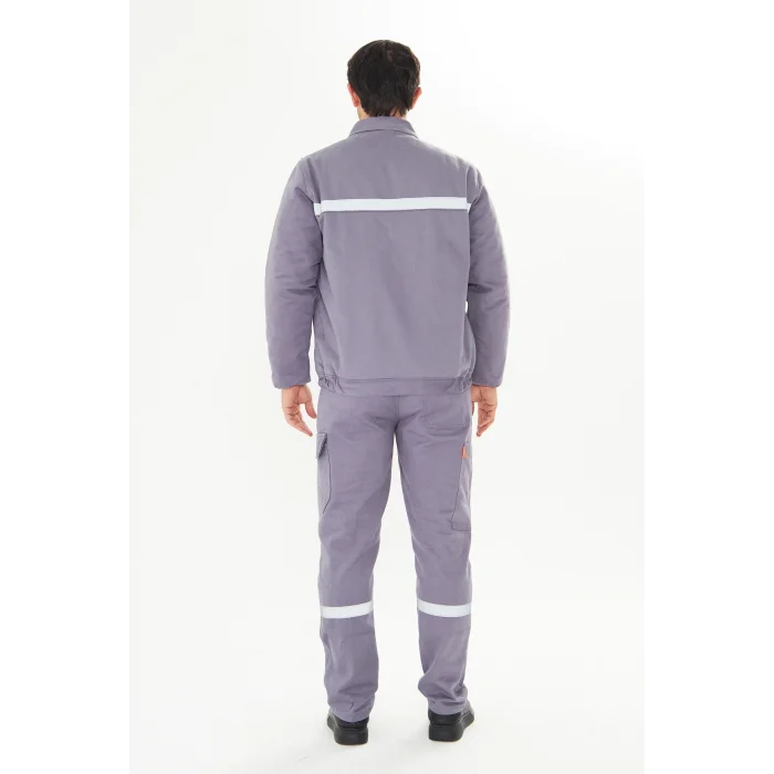 İş Takımı 7/7 Gabardin %100 Pamuk Kapitoneli Reflektörlü Kışlık Gri