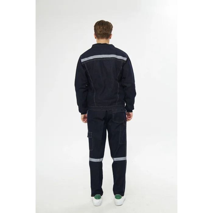 İş Takımı Kot Taşlanmış %100 Pamuk Kapitoneli Reflektörlü Kışlık