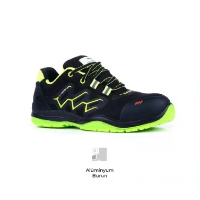 Mekap RMK-82 S2 Mikrofiber Deri Siyah Yeşil Alüminyum Burun İş Ayakkabısı