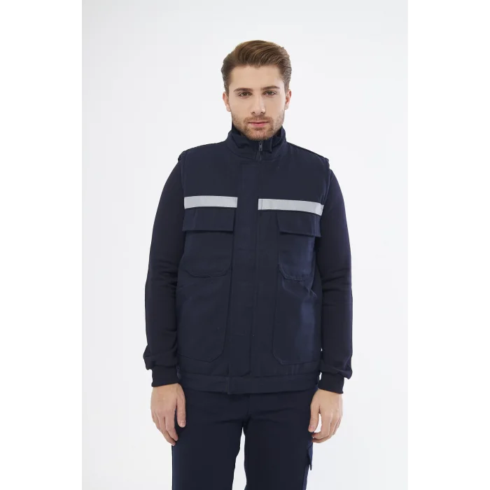 Mervem 7/7 Gabardin %100 Pamuk Kapitoneli Yelek Lacivert