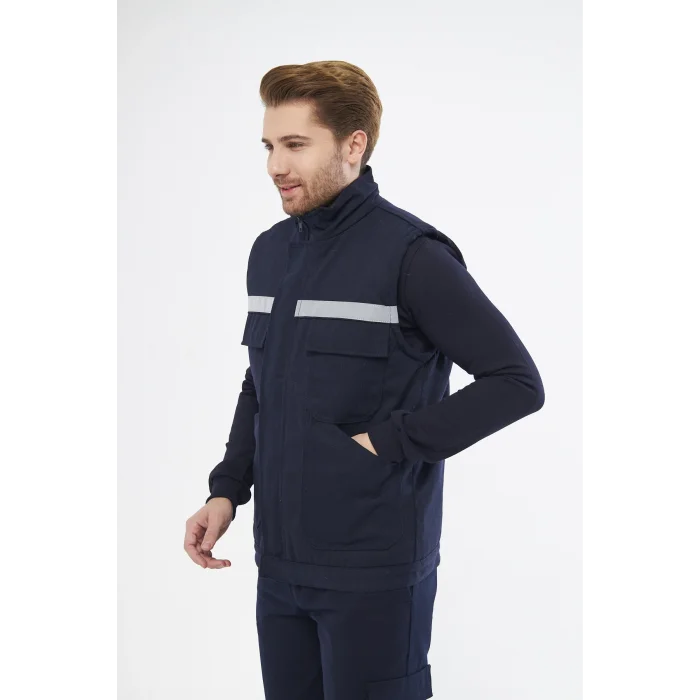 Mervem 7/7 Gabardin %100 Pamuk Kapitoneli Yelek Lacivert